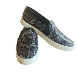Vince 7.5 Slip On Sneakers Gray‎ Black Snakeskin Print Shoes